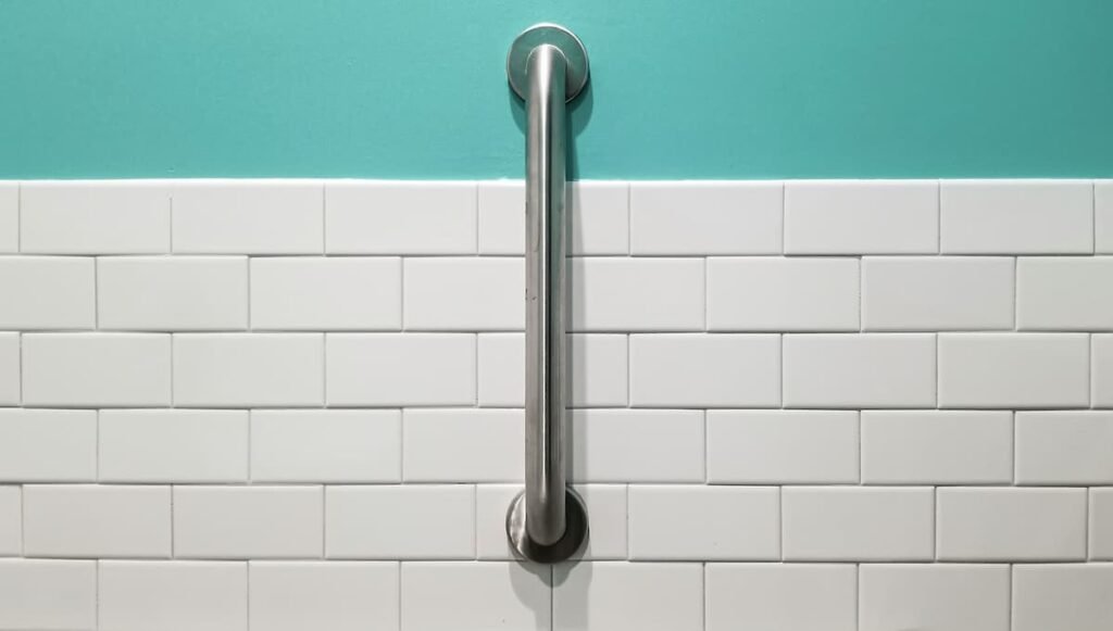 bathroom grab bar installed for senior safety